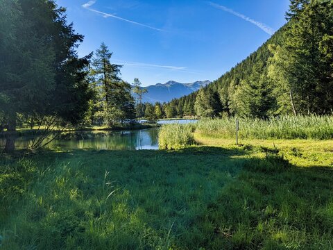 lac de champex. Beautiful mountain lake above Orsi&egrave;res in Valais. idyllic landscape. Enjoy the silence of nature. High quality photo