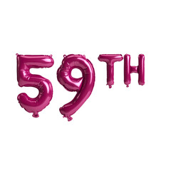 3d illustration of 59th dark pink balloons isolated on background