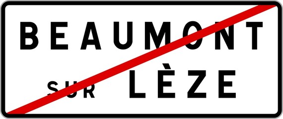 Panneau sortie ville agglomération Beaumont-sur-Lèze / Town exit sign Beaumont-sur-Lèze