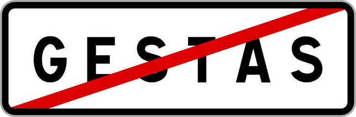Panneau sortie ville agglomération Gestas / Town exit sign Gestas