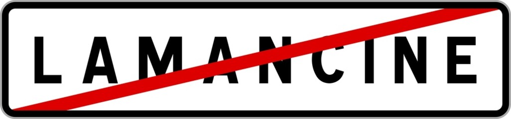 Panneau sortie ville agglomération Lamancine / Town exit sign Lamancine