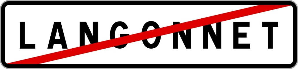 Panneau sortie ville agglomération Langonnet / Town exit sign Langonnet