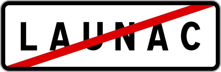 Panneau sortie ville agglomération Launac / Town exit sign Launac