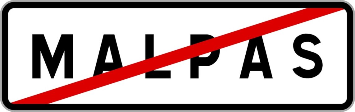 Panneau sortie ville agglom&eacute;ration Malpas / Town exit sign Malpas