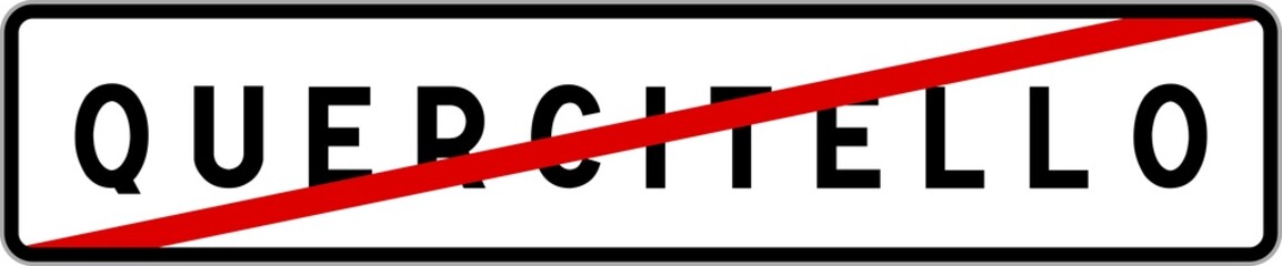 Panneau sortie ville agglomération Quercitello / Town exit sign Quercitello