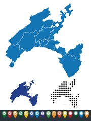 Fototapeta premium Set maps of Vaud Conton