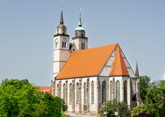 The church of Saint John with two towers, Magdeburg.