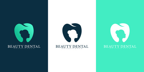 Dental beauty style logo with modern element concept Premium vektor