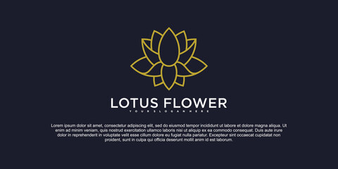 Obraz na płótnie Canvas Minimalist lotus flower logo with creative line art style Premium Vektor