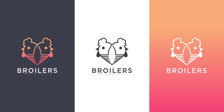 Broiler logo design template with creative line art style Premium vektor