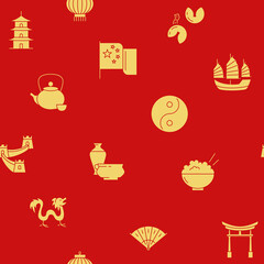 China seamless pattern in flat style