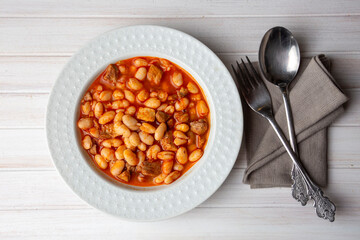 Turkish foods; dried bean, Beans with minced meat (kuru fasulye)
