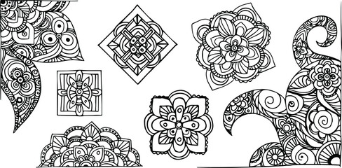 Hand drawn mandala pattern. ink. Pattern. Mandala. Meditation. Eastern culture. India. Mandala in vector. Line art. Tattoo. Culture. Hand painting. Henna.