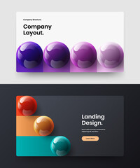 Modern realistic balls magazine cover concept bundle. Amazing placard vector design illustration collection.