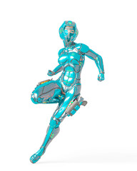 astronaut girl on sci-fi suit in action pose