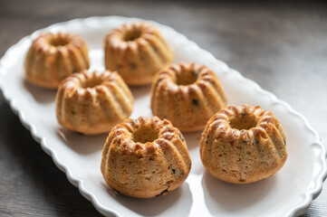 Homemade yummy cakes on beautiful plate