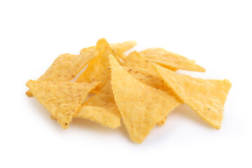 Fototapeta premium Tasty tortilla chips (nachos) on white background