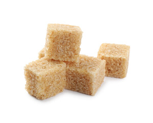 Cubes of brown sugar isolated on white