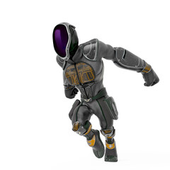 future astronaut cartoon is walking like a hero