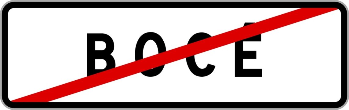 Panneau sortie ville agglom&eacute;ration Boc&eacute; / Town exit sign Boc&eacute;