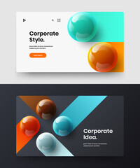 Simple postcard design vector illustration collection. Vivid realistic balls presentation template composition.