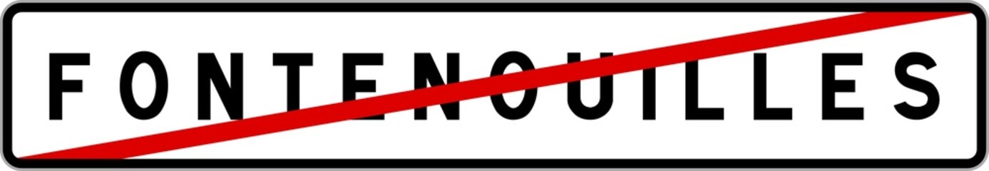 Fototapeta premium Panneau sortie ville agglomération Fontenouilles / Town exit sign Fontenouilles