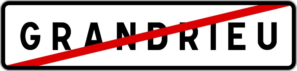 Panneau sortie ville agglomération Grandrieu / Town exit sign Grandrieu