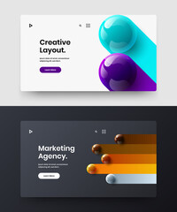 Vivid 3D balls company identity template set. Colorful journal cover vector design illustration composition.