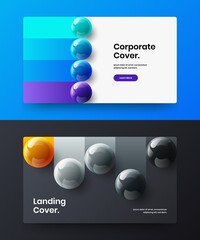 Simple postcard vector design illustration bundle. Fresh 3D spheres placard layout composition.