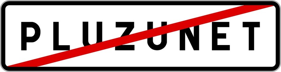 Panneau sortie ville agglomération Pluzunet / Town exit sign Pluzunet