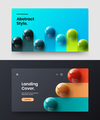Unique realistic balls handbill template collection. Colorful catalog cover design vector layout composition.
