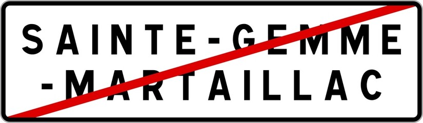 Panneau sortie ville agglomération Sainte-Gemme-Martaillac / Town exit sign Sainte-Gemme-Martaillac
