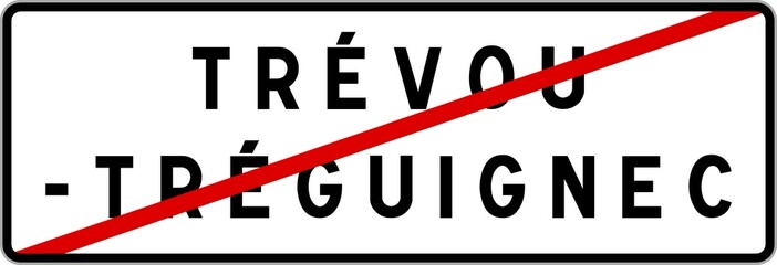 Panneau sortie ville agglomération Trévou-Tréguignec / Town exit sign Trévou-Tréguignec