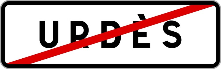 Panneau sortie ville agglomération Urdès / Town exit sign Urdès