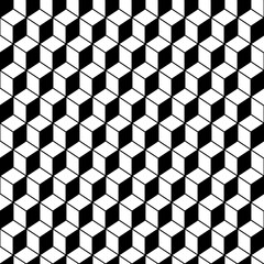 Repeated color cubes background. Geometric shapes wallpaper. Seamless surface pattern design with polygons. Cubic motif. Digital paper with dices for page fills, web designing, textile print. Vector.