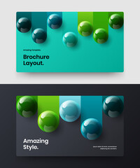 Minimalistic realistic balls catalog cover template composition. Amazing company brochure vector design layout set.