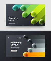 Abstract website screen vector design concept collection. Simple realistic balls banner layout set.
