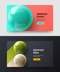Premium landing page design vector layout composition. Modern 3D balls banner concept collection.