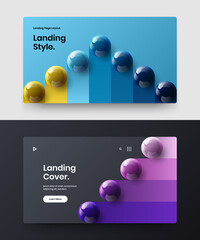 Bright 3D spheres corporate identity layout collection. Clean flyer vector design template composition.