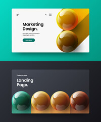 Modern realistic balls postcard concept composition. Fresh banner design vector illustration bundle.