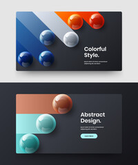 Multicolored brochure design vector illustration bundle. Fresh 3D spheres corporate cover template set.