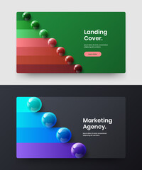 Unique corporate identity vector design layout collection. Premium realistic spheres landing page template set.