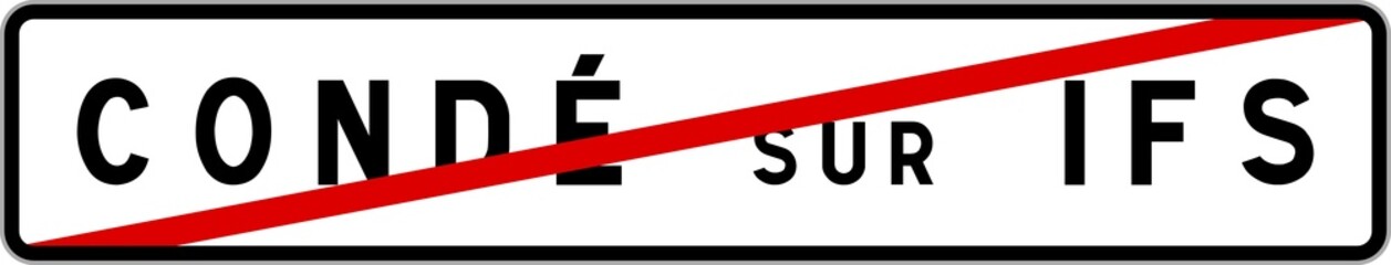 Panneau sortie ville agglomération Condé-sur-Ifs / Town exit sign Condé-sur-Ifs
