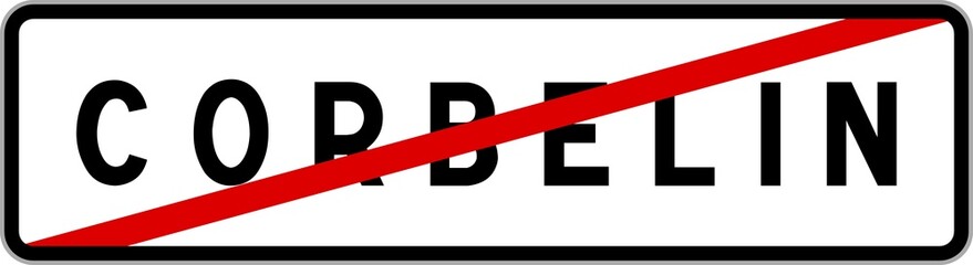 Panneau sortie ville agglomération Corbelin / Town exit sign Corbelin