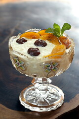 Sweet Rice, dessert with milk, rice, sugar and mango pieces