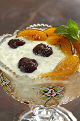 Sweet Rice, dessert with milk, rice, sugar and mango pieces