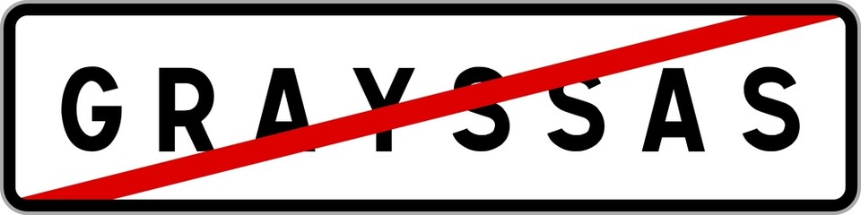 Panneau sortie ville agglomération Grayssas / Town exit sign Grayssas