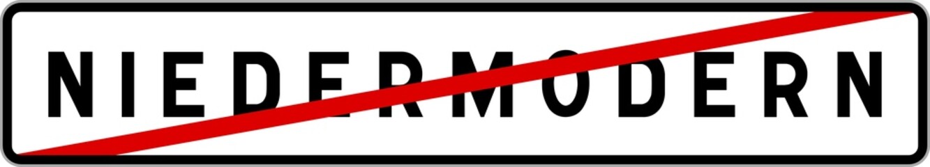 Obraz premium Panneau sortie ville agglomération Niedermodern / Town exit sign Niedermodern