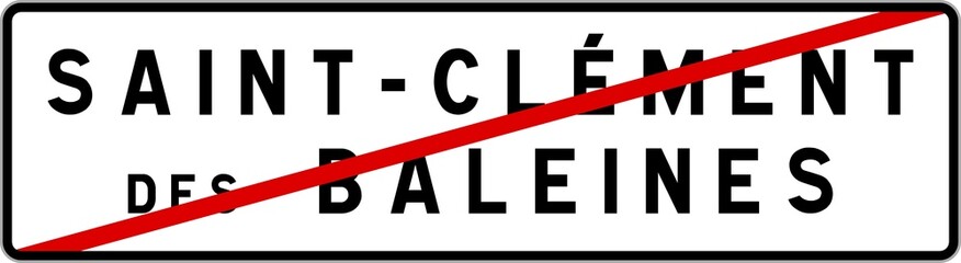 Fototapeta premium Panneau sortie ville agglomération Saint-Clément-des-Baleines / Town exit sign Saint-Clément-des-Baleines