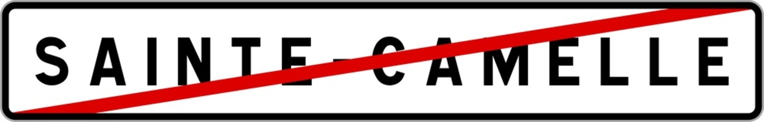Obraz premium Panneau sortie ville agglomération Sainte-Camelle / Town exit sign Sainte-Camelle